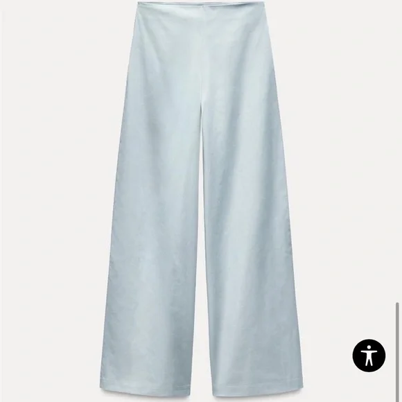 Matching Pale blue satin like bow crop top and pants